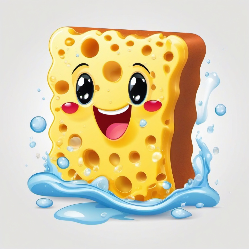 Sponge with soap suds clipart.  vector style illustration, white background