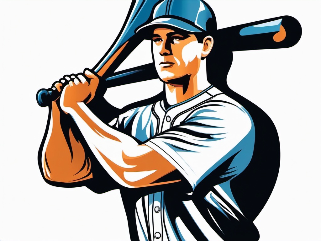 Baseball bat in a player's hands clipart.  vector style illustration, white background