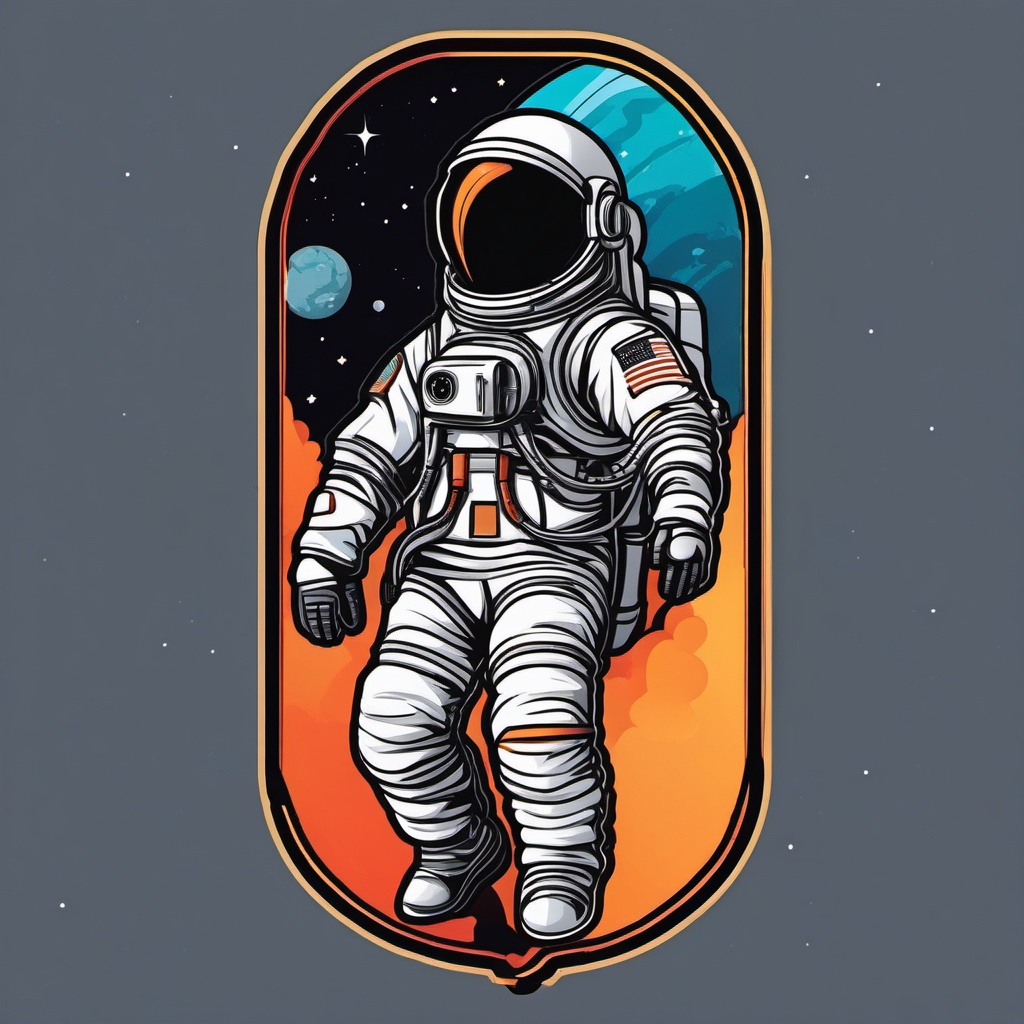 Spacesuit Sticker - Classic astronaut spacesuit design, ,vector color sticker art,minimal