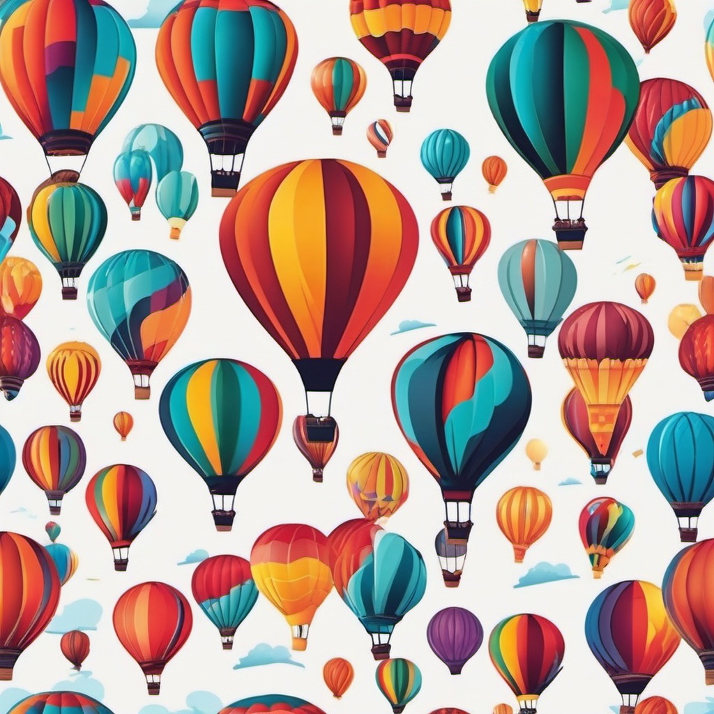 Hot Air Balloon Festival Sticker - Gathering of colorful hot air balloons, ,vector color sticker art,minimal