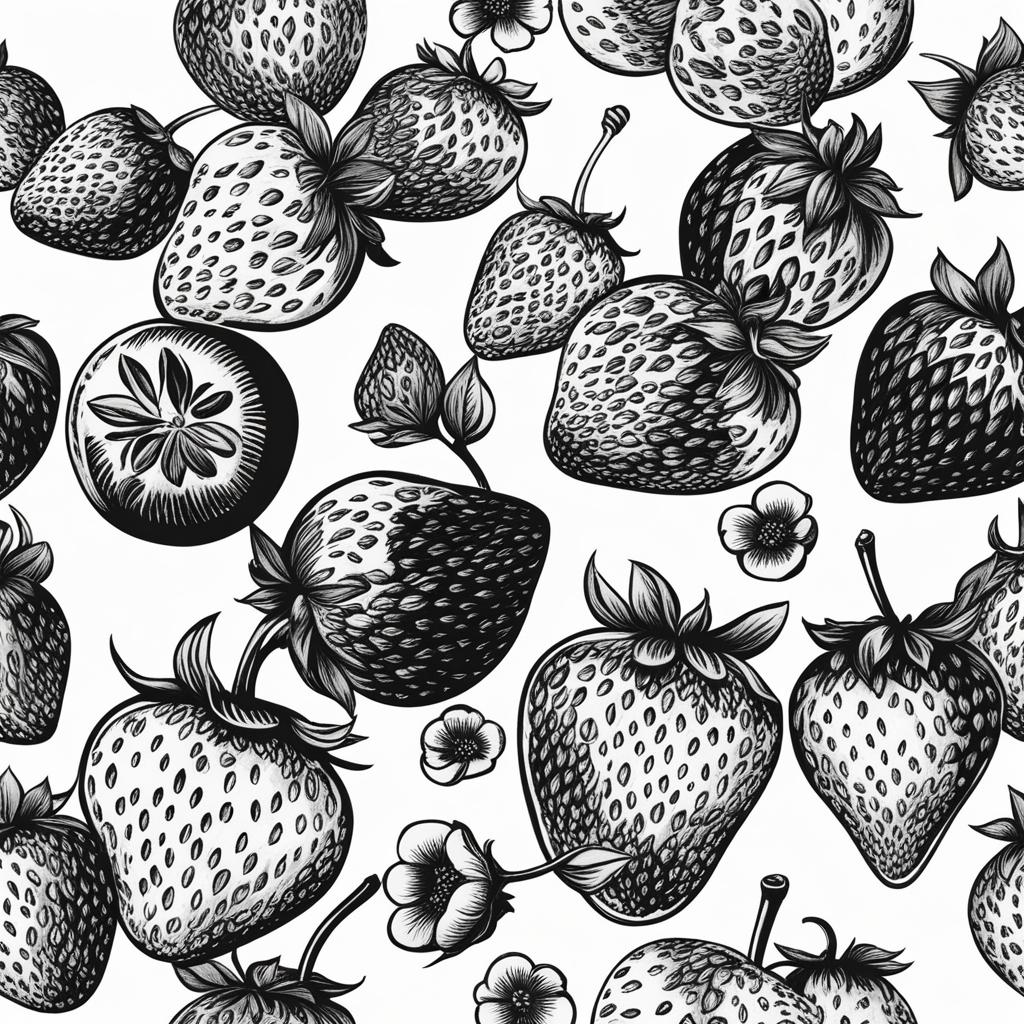 strawberry clipart black and white 