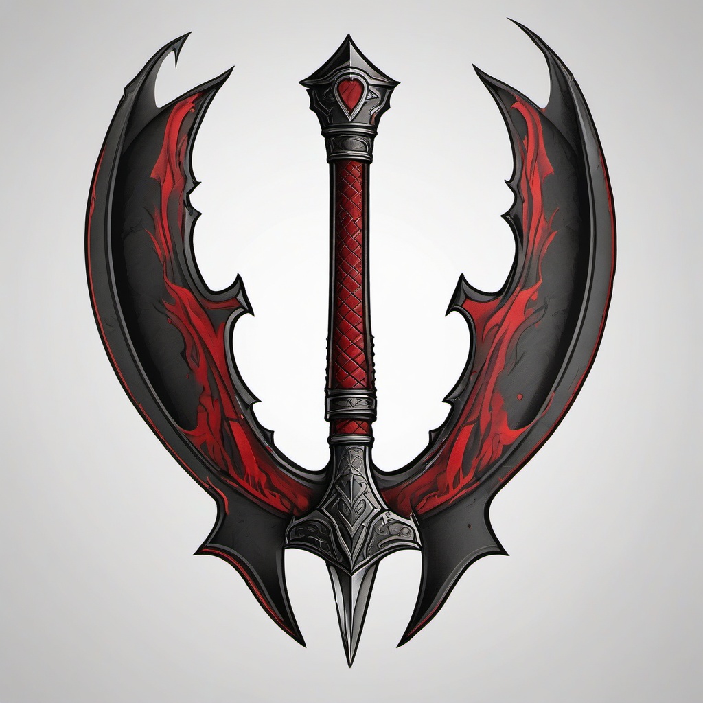 Leviathan Axe Tattoo - A tattoo featuring the iconic Leviathan Axe from 'God of War.'  simple color tattoo design,white background