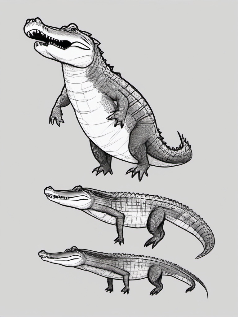 sketch of a crocodile  minimal rough sketch scribbles,doodles,black and white