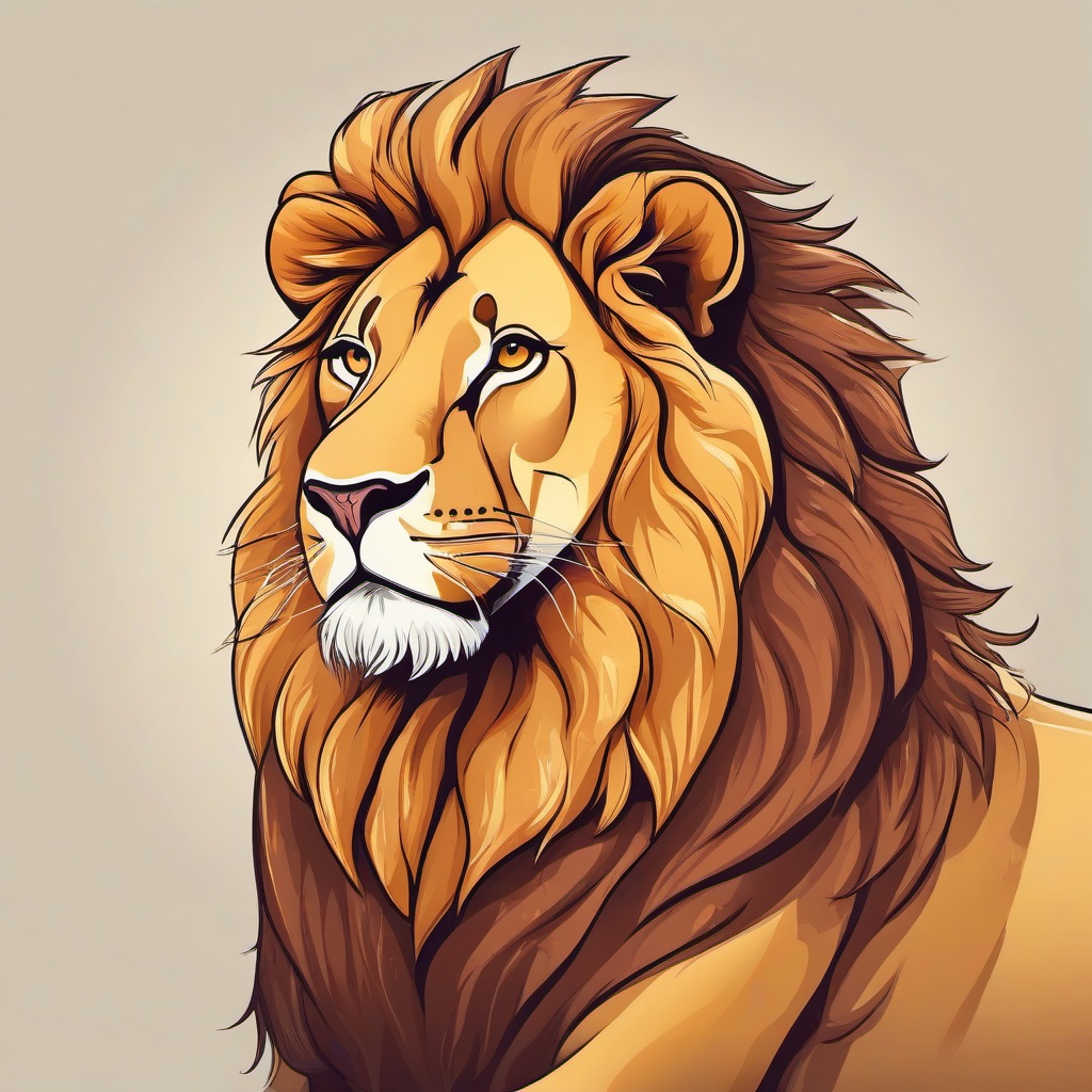 Lion cartoon - proud, majestic big cat with a mane  