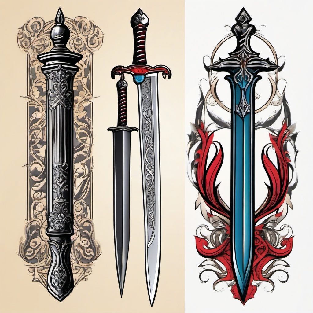 christian sword tattoo  simple vector color tattoo