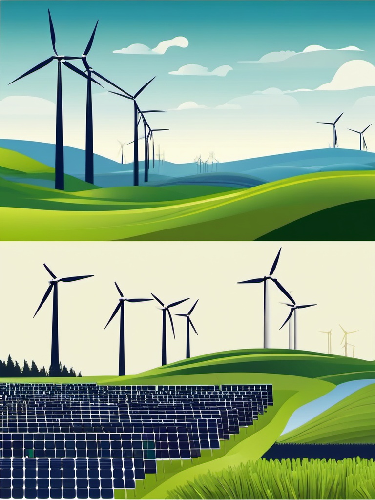 Renewable Energy Wind Farm clipart - Renewable energy wind farm, ,vector color clipart,minimal