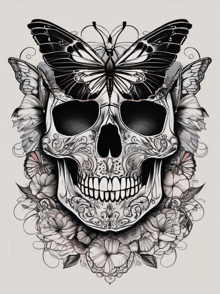 tattoo skull butterfly  