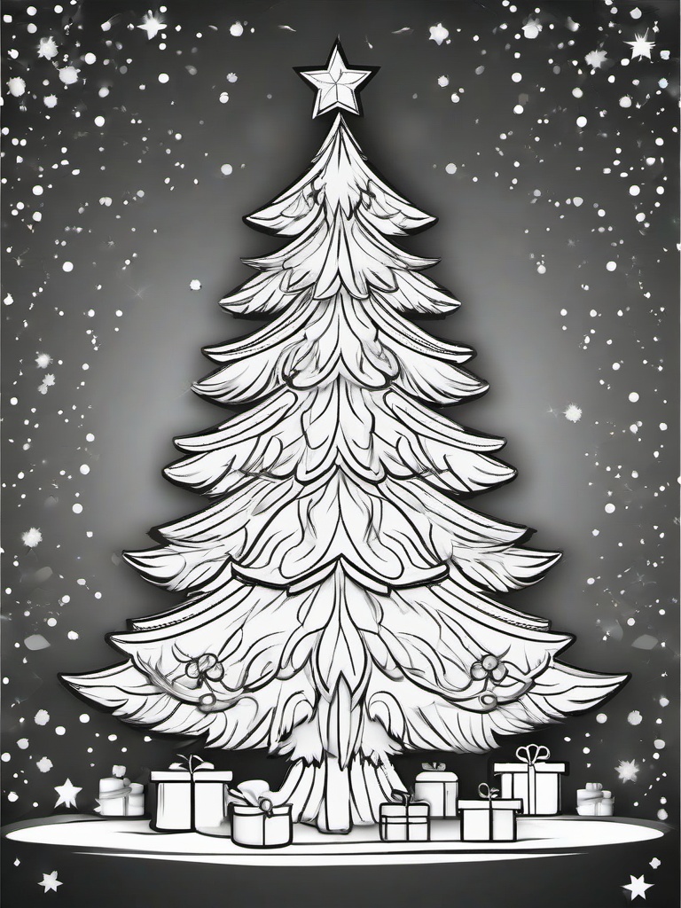 Xmas Tree For Coloring  outling,coloring pages,black and whit