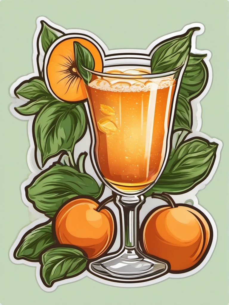 Apricot Basil Spritz sticker- Apricot brandy, basil, prosecco, and soda, creating a light and herbaceous spritz cocktail., , color sticker vector art