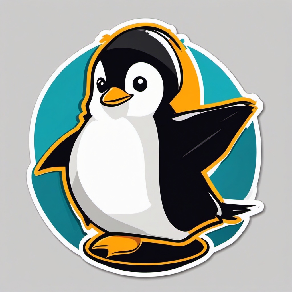 Penguin Karate Sticker - A penguin mastering karate moves with a black belt. ,vector color sticker art,minimal