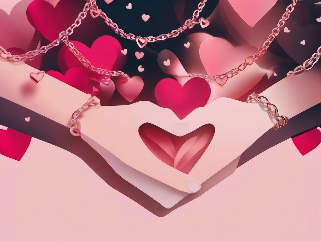 Valentine's Day background - Close-up of entwined hands with a heart bracelet  aesthetic background wallpaper