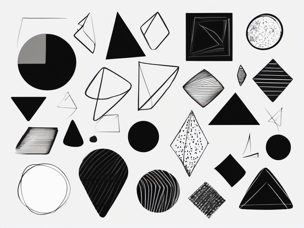 sketch of shapes  minimal rough sketch scribbles,doodles,black and white