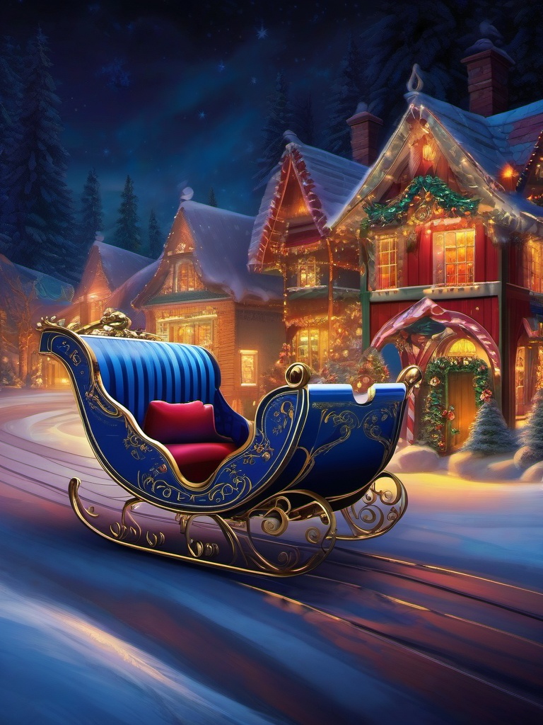 Christmas Wallpaper - Santa's Magical Sleigh Ride at Night wallpaper splash art, vibrant colors, intricate patterns