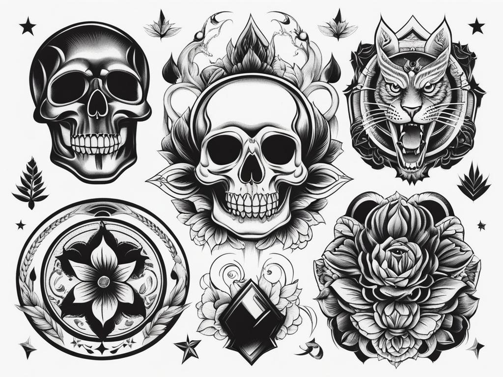 traditional tattoo flash black and white design 