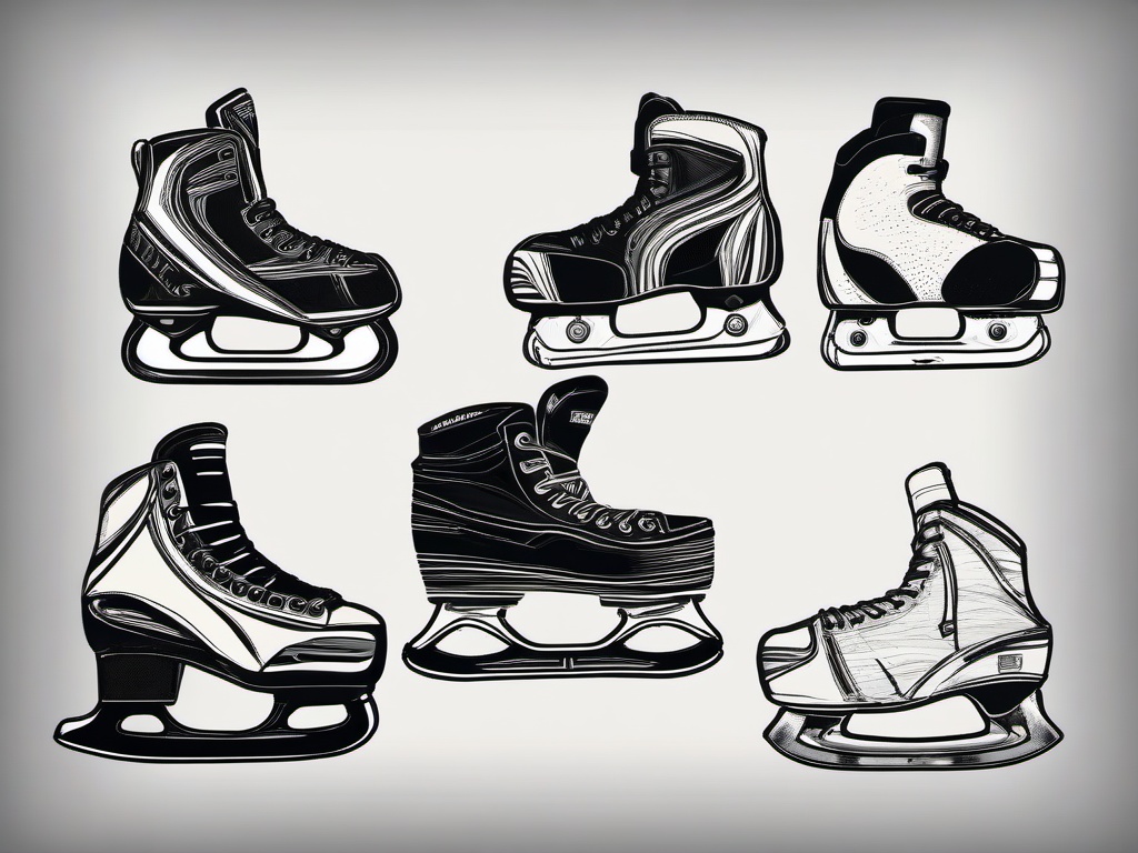 drawing of skates  minimal rough scribbles,doodles,black and white