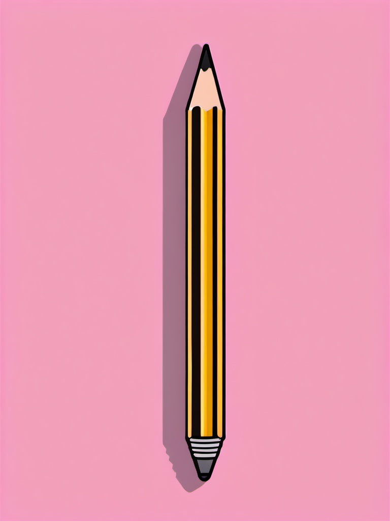 Pencil and Eraser Sticker - Pencil next to a pink eraser, ,vector color sticker art,minimal