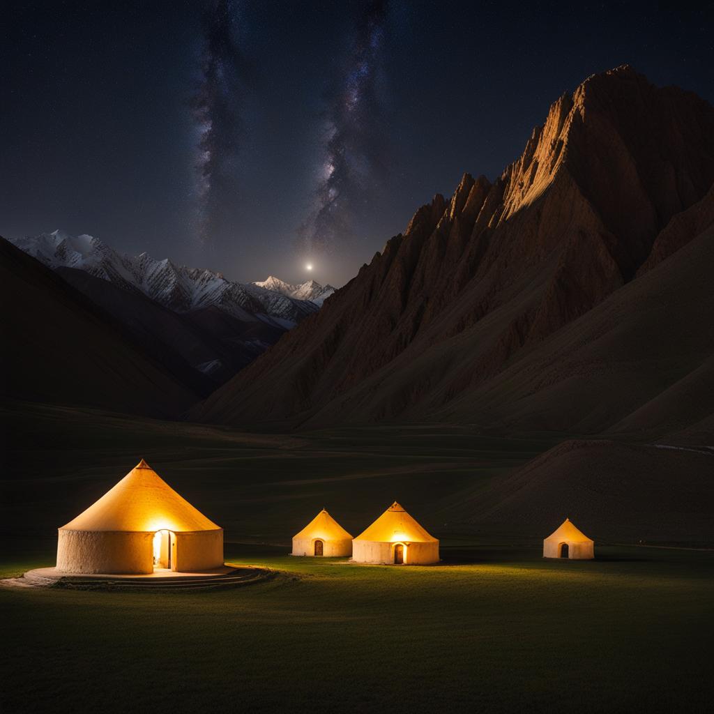 tash rabat, kyrgyzstan - imagine the ancient stone caravanserai of tash rabat, surrounded by rugged mountains and illuminated by starlight. 