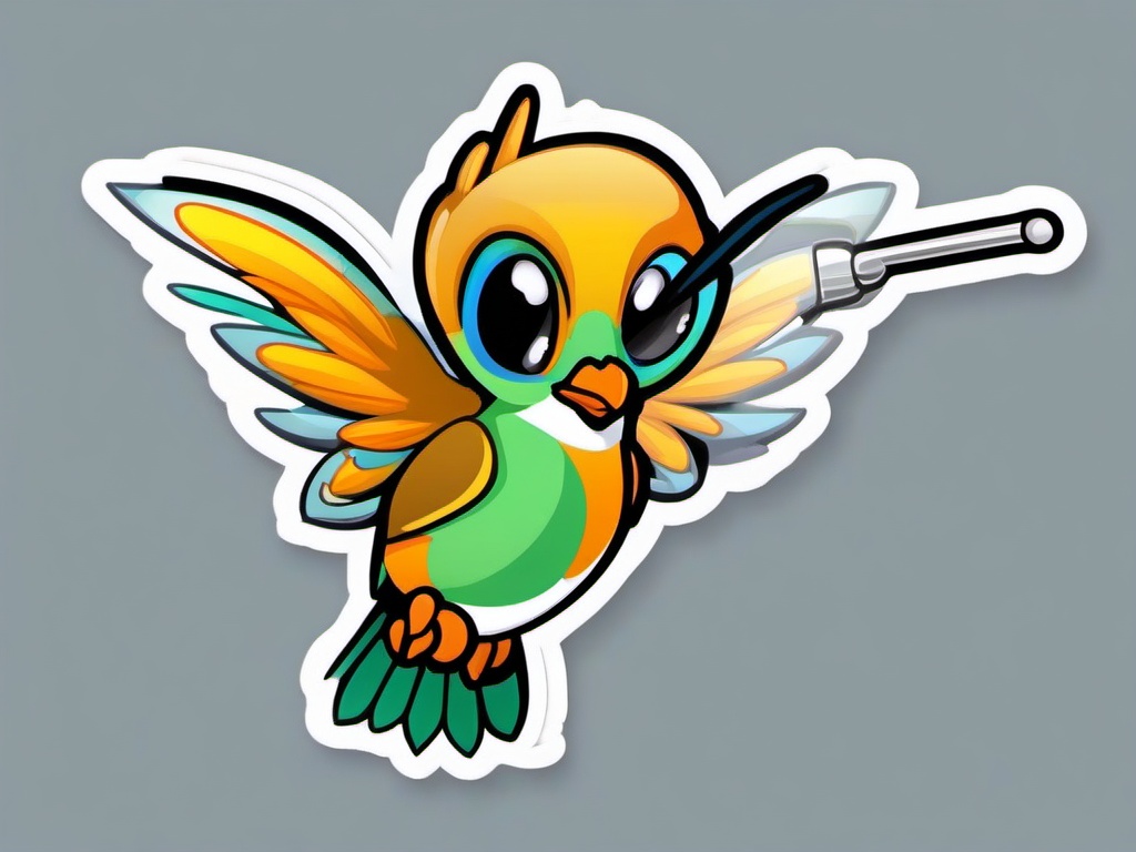 Hummingbird cartoon - tiny, hovering nectar drinker  cartoon sticker style