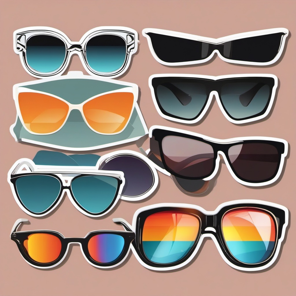 Sunglasses Collection Sticker - Various stylish sunglasses, ,vector color sticker art,minimal