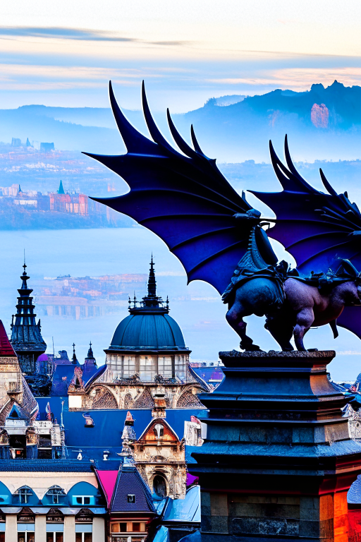 gargoyles coming to life to protect the historic landmarks of prague, czech republic. 