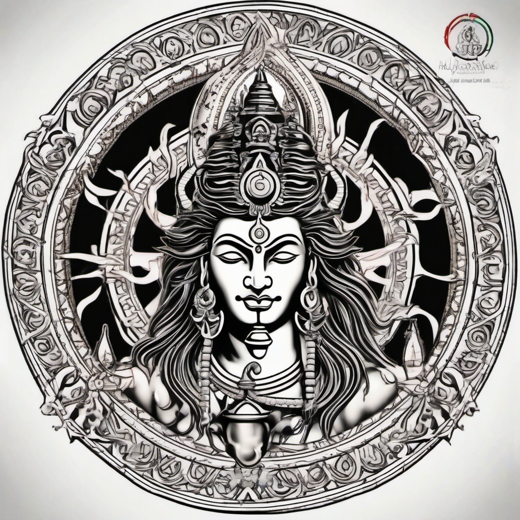 lord shiva tatoo inside wheel  ,tattoo design, white background