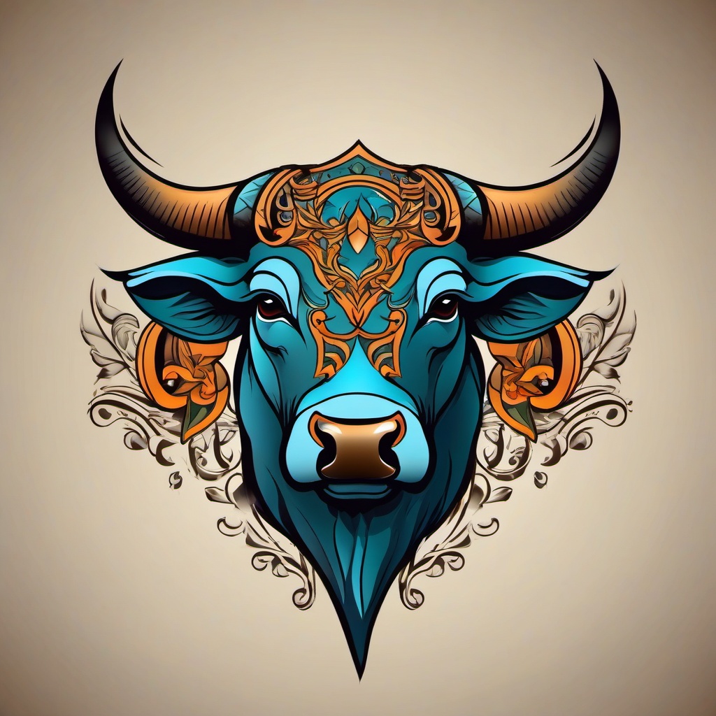 tattoo taurus bull  simple vector color tattoo