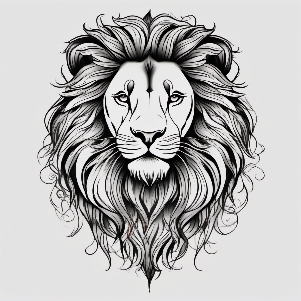 Small lion tattoo, Delicate and subtle lion tattoos, often chosen for their elegance. , color tattoo designs, white clean background