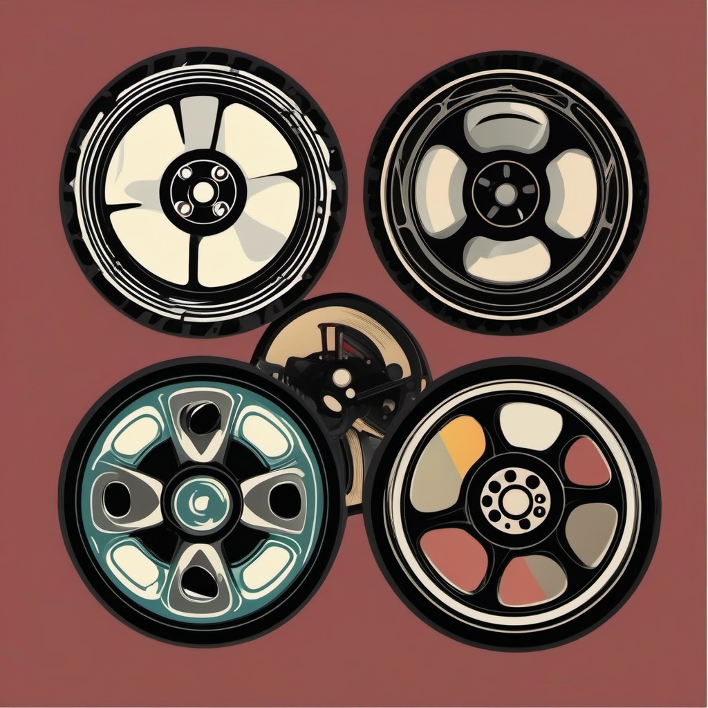 Film Reel Sticker - Retro film reel design, ,vector color sticker art,minimal