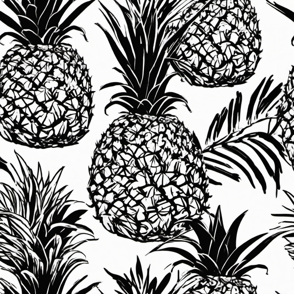 sketch of a pineapple  minimal rough sketch scribbles,doodles,black and white