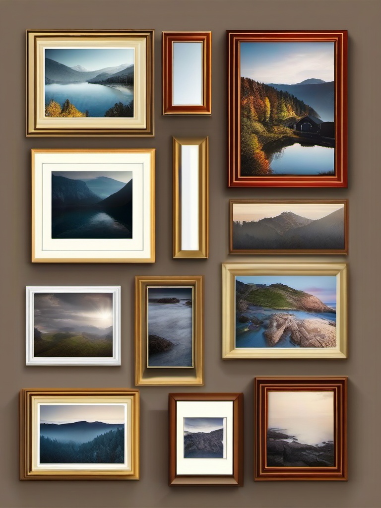 Pictures clipart - collection of framed pictures on a wall  