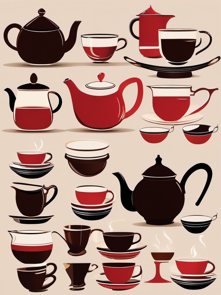 Teapot Clipart - Elegant teapot and cup set for tea time.  color clipart, minimalist, vector art, 