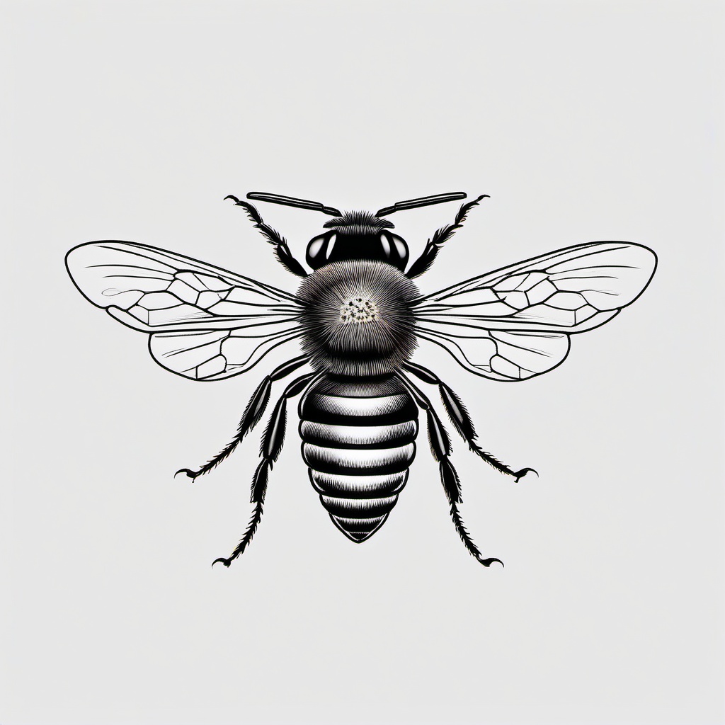 Queen Honey Bee Tattoo - Pay homage to the regal nature of queen bees with a queen honey bee tattoo, symbolizing leadership, strength, and the hive's central figure.  simple tattoo,minimalist,white background