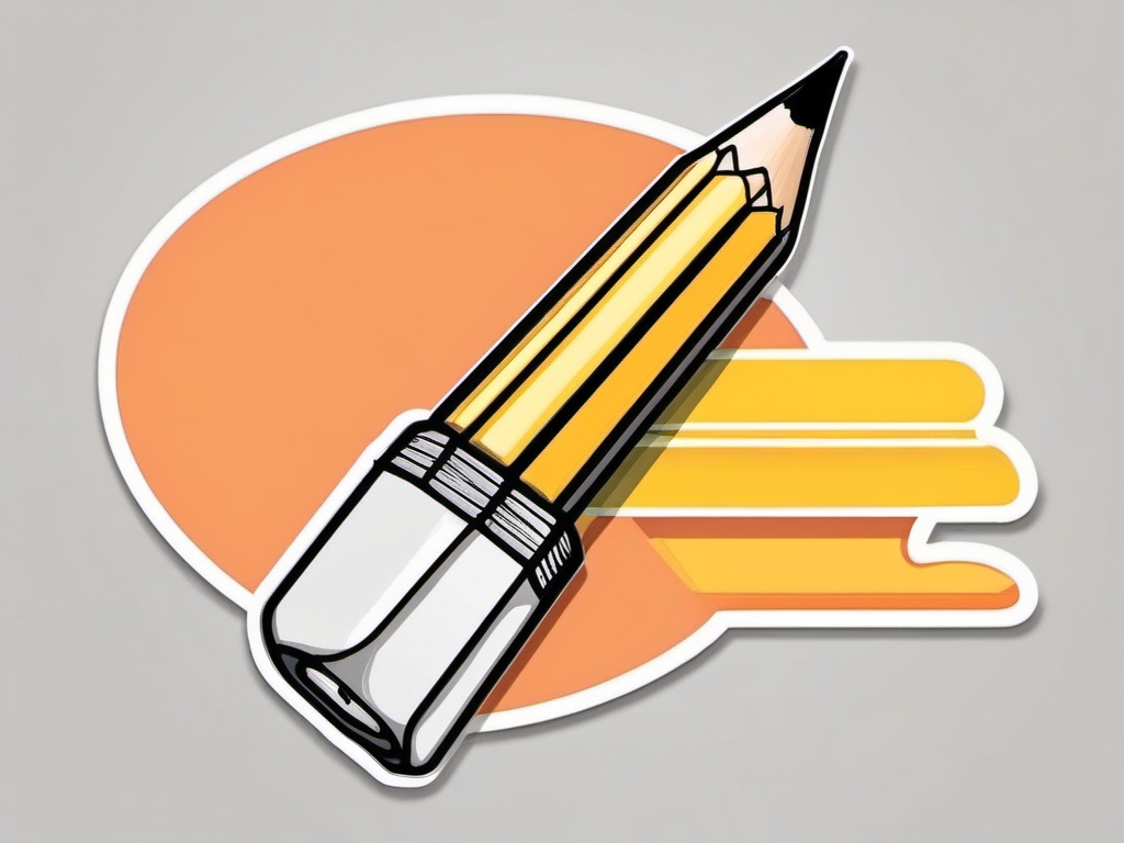 Pencil Sticker - Sharpened pencil illustration, ,vector color sticker art,minimal