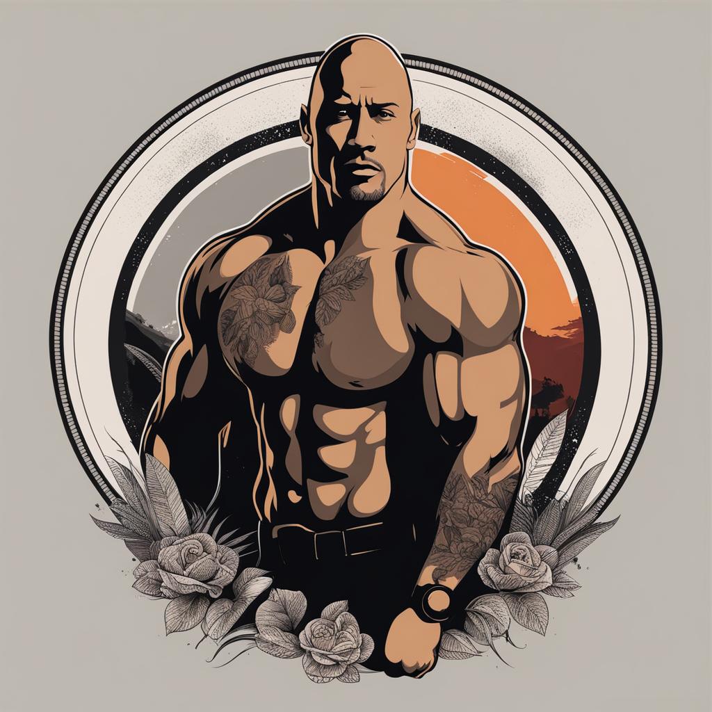 the rock tattoo minimalist color design 