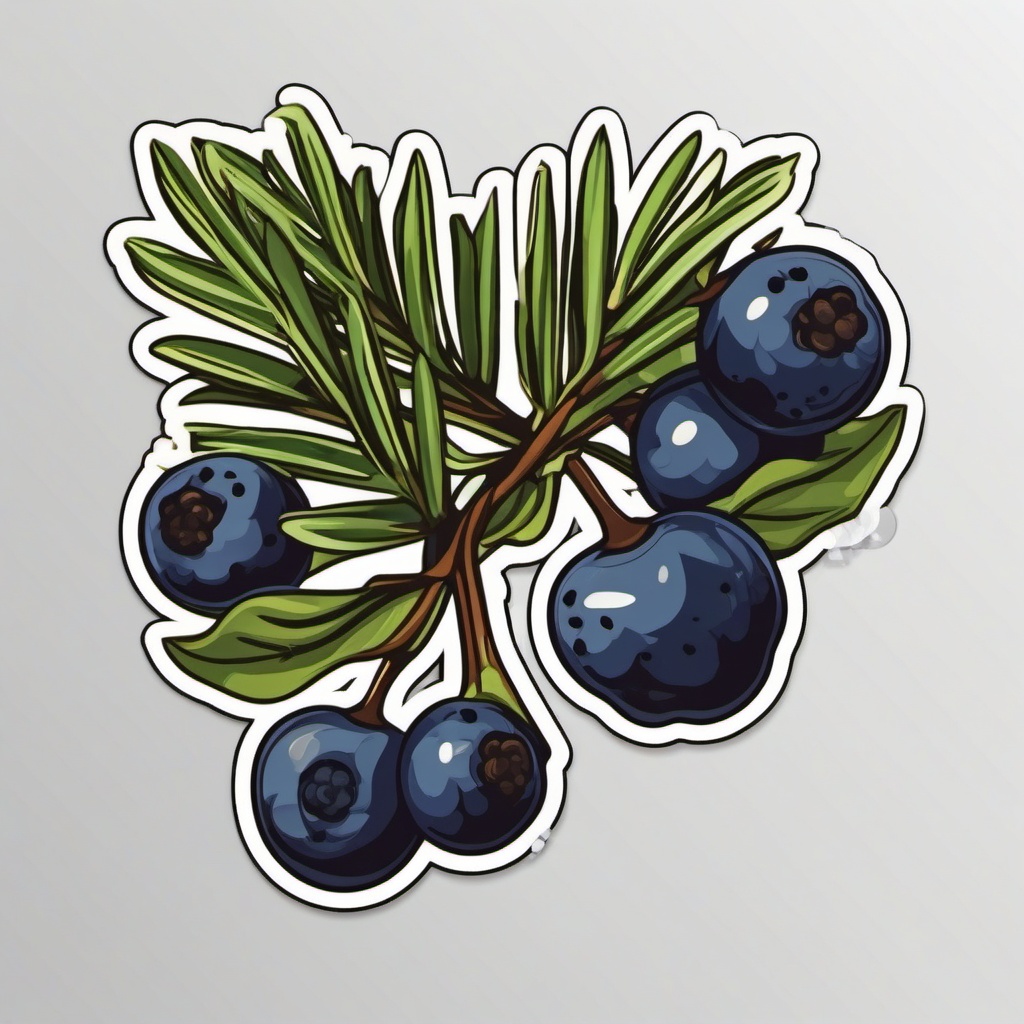 Juniper Sticker - Embrace the piney and slightly citrusy flavor of juniper berries, perfect for culinary applications, , sticker vector art, minimalist design