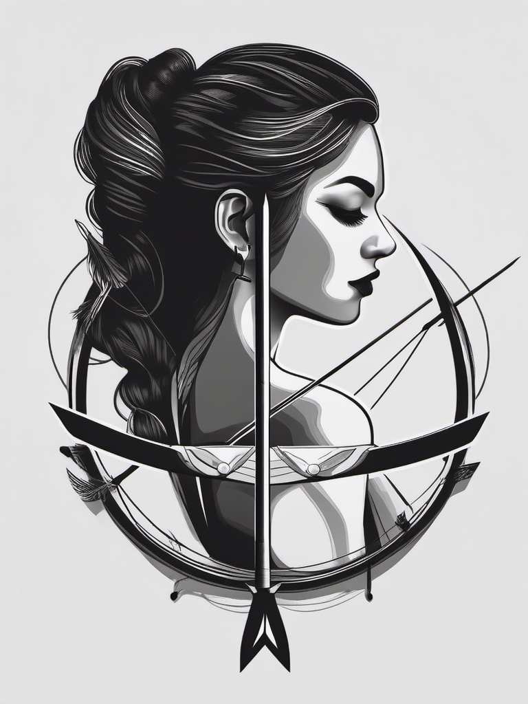 Crossed bow and arrow tattoo. Unity in archery art.  minimalist black white tattoo style