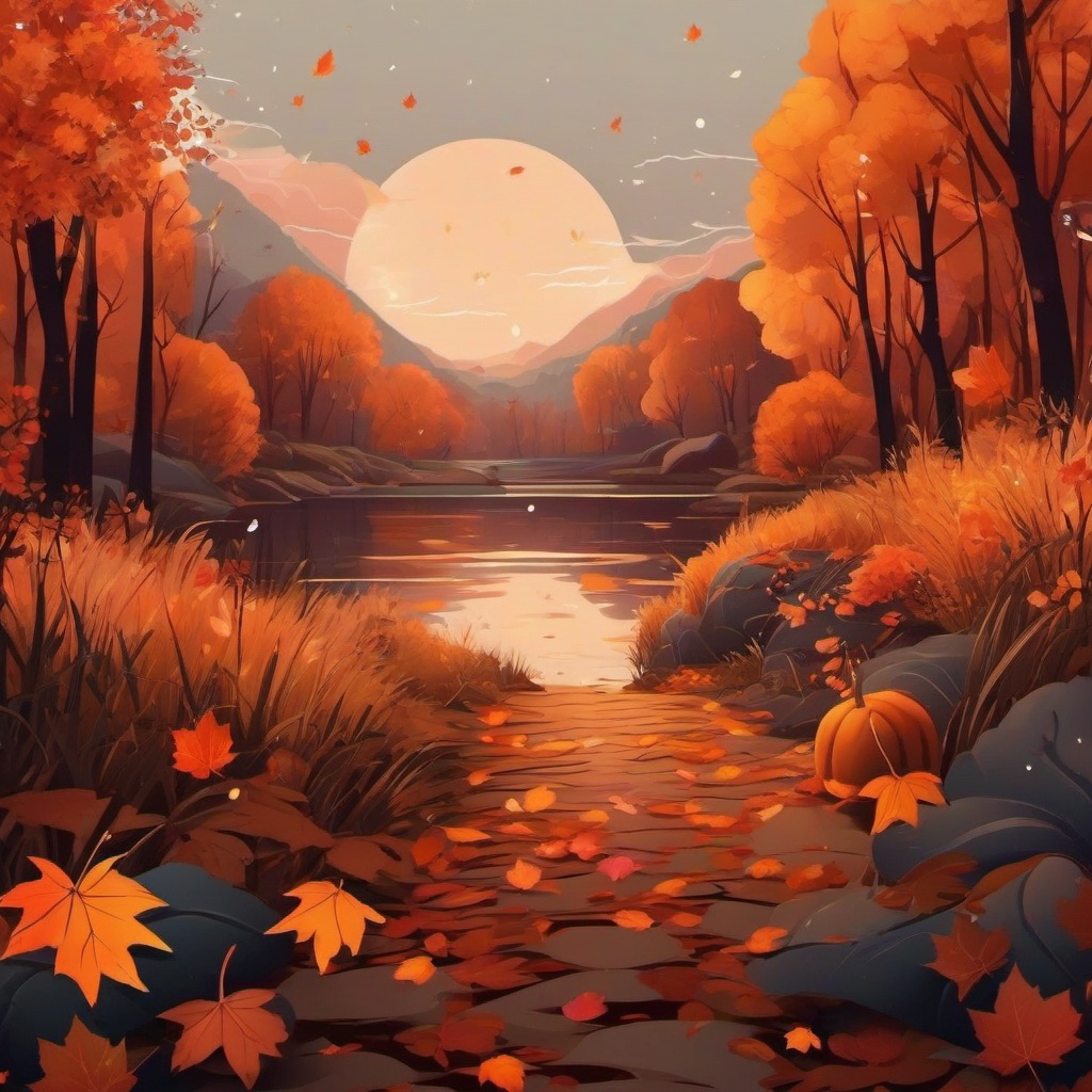 Aesthetic Fall Wallpaper - Cozy Autumn Vibes  intricate patterns, splash art, wallpaper art