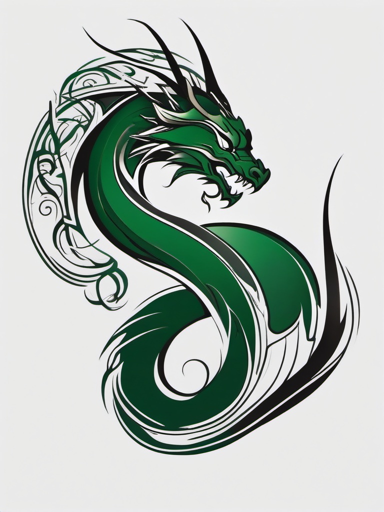 Irish Dragon Tattoo - Tattoo inspired by Irish mythology and featuring a dragon.  simple color tattoo,minimalist,white background