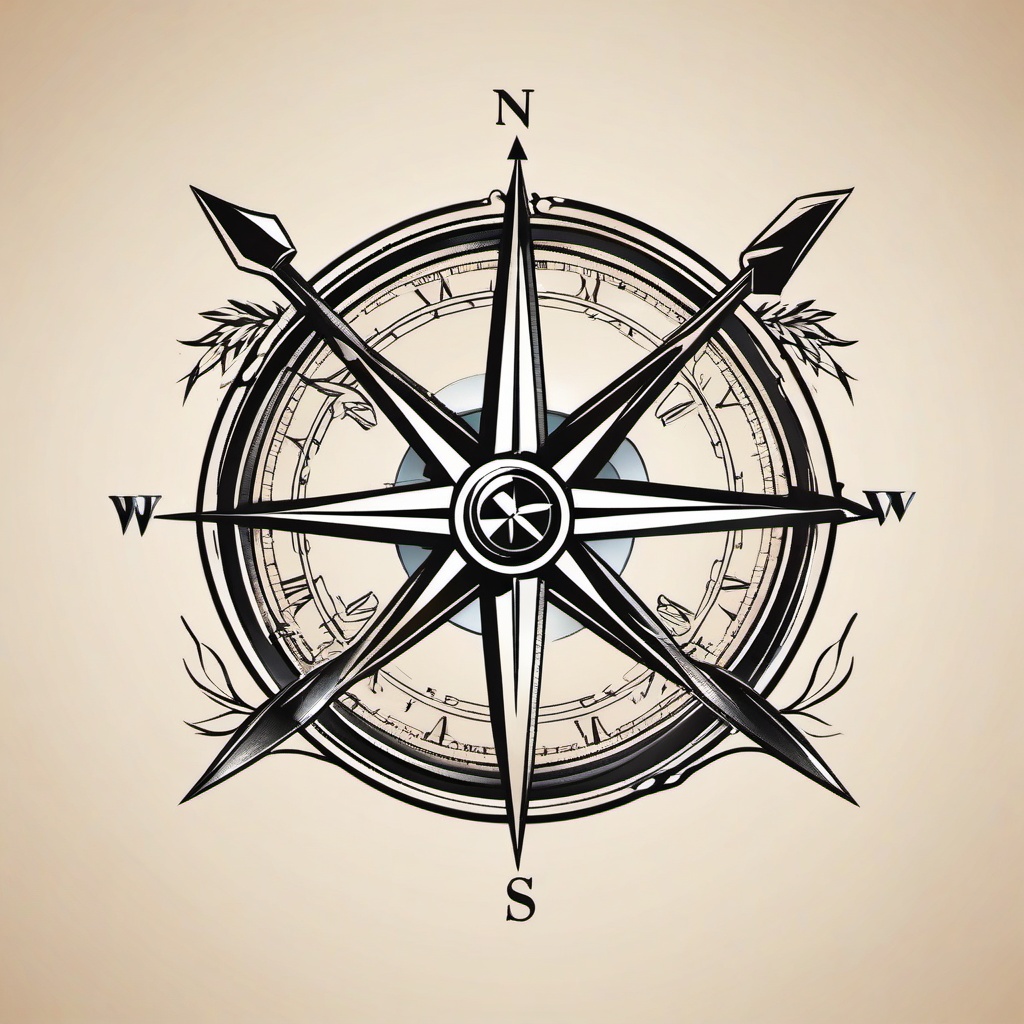 arrow compass tattoo  vector tattoo design