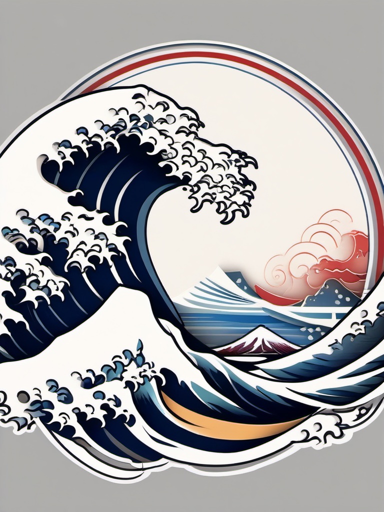 Traditional Japanese Wave Tattoo - Embrace classic Japanese tattoo artistry with a traditional wave design.  simple vector color tattoo,minimal,white background