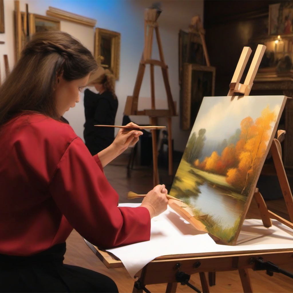 Art clipart - traditional painting techniques being demonstrated  