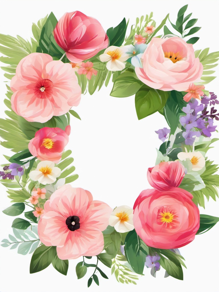 Spring Flower clipart - floral wreath for spring  clipart