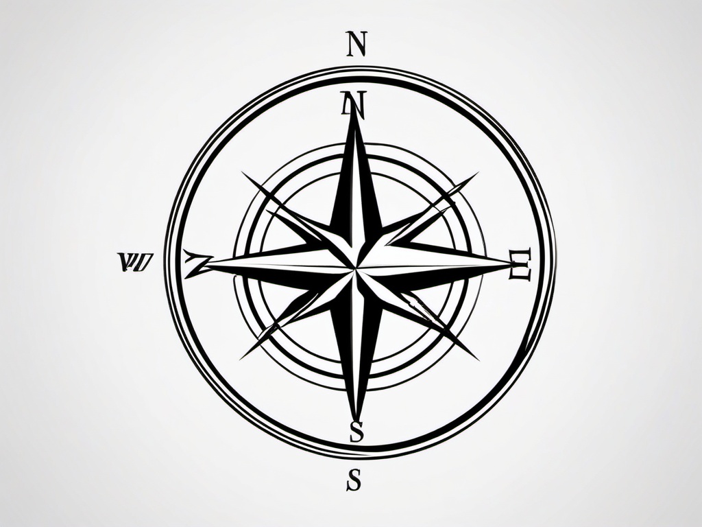 Compass Small Tattoo - Small-sized compass tattoo.  simple vector tattoo,minimalist,white background