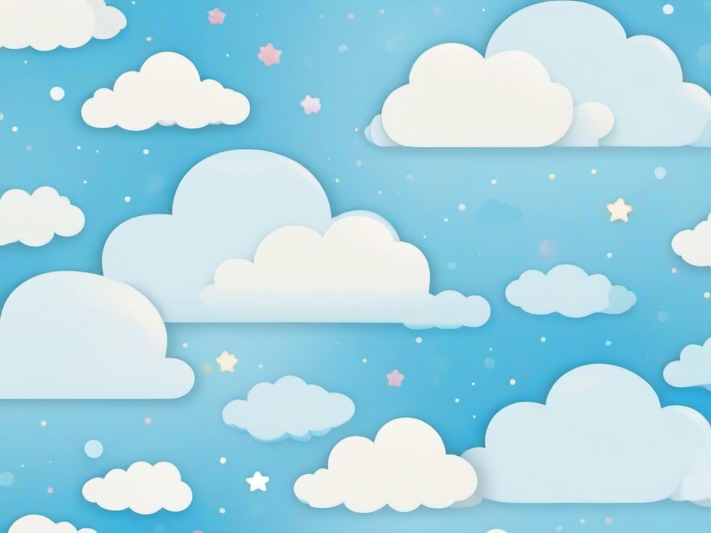 Blue Cute Wallpaper-Light blue with small rainbows and smiling clouds  background wallpaper