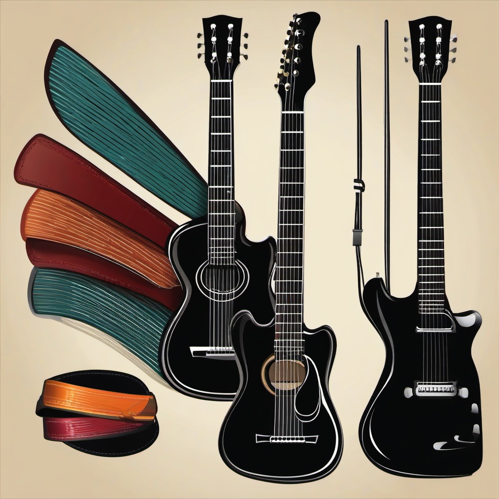 Guitar clipart - guitar with a strap and picks  