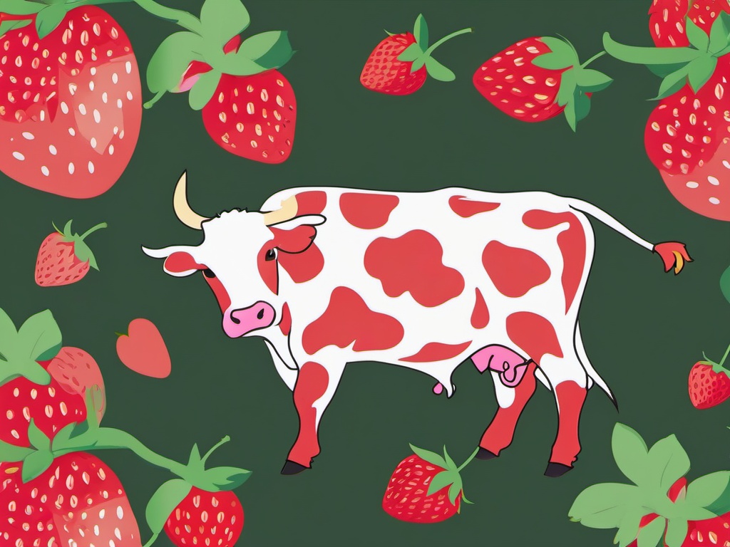 strawberry cow wallpaper aesthetic  ,desktop background wallpaper