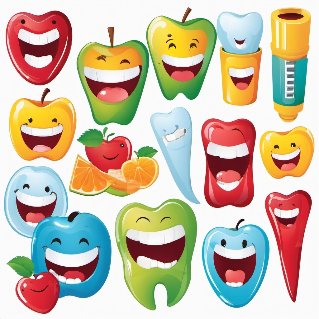 Teeth clipart - set of healthy teeth smiling  