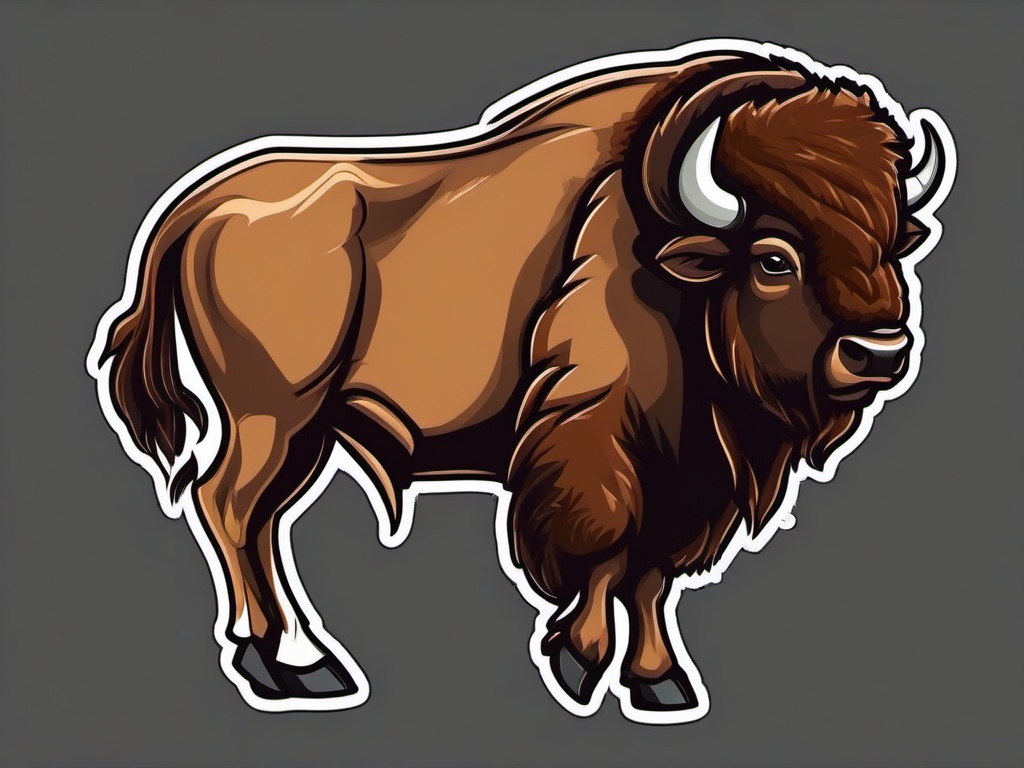 Bison cartoon - powerful grazer with a shaggy coat  cartoon sticker style