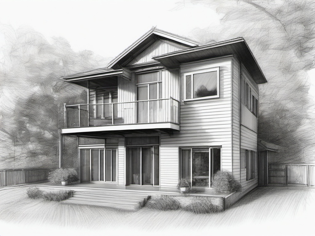 drawing of a two-story house in pencil  minimal rough sketch scribbles,doodles,black and white