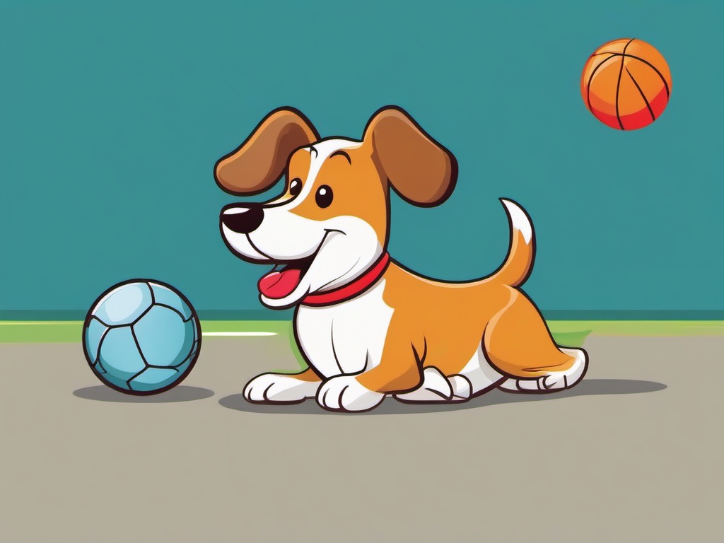 Dog Cartoon - Cartoon of dog playing with a ball  